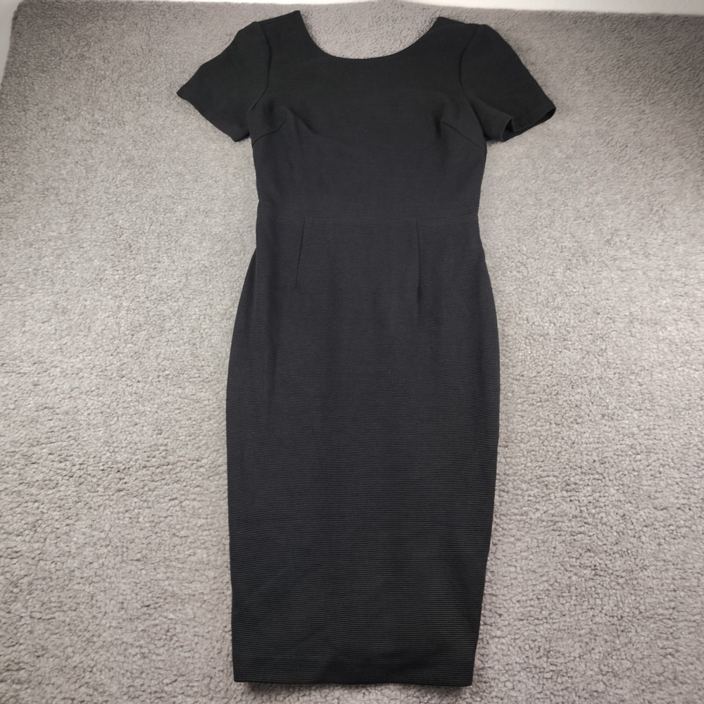 Boden Black Dress Knee Length Bodycon Sheath Size 6p Lined Cotton Blend